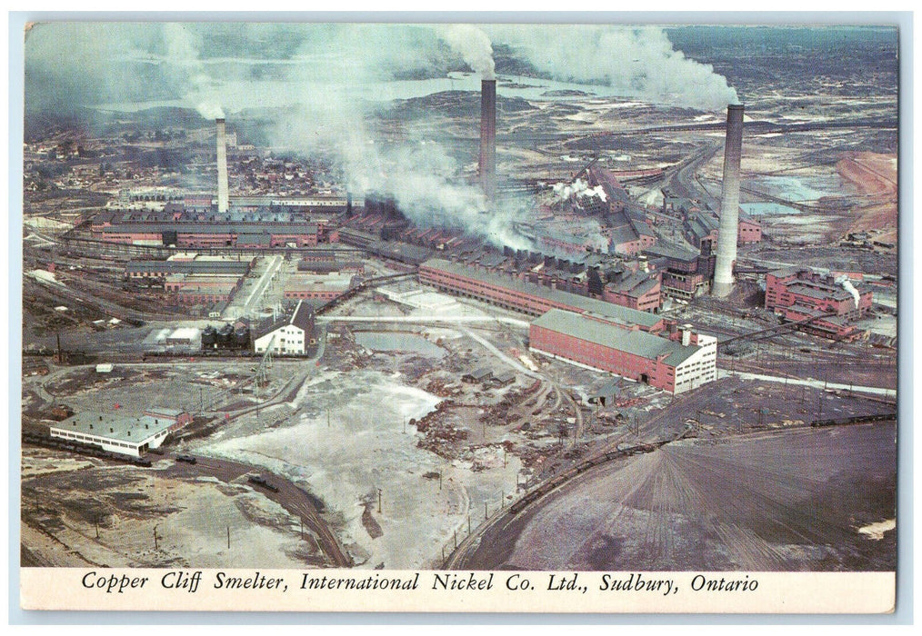 c1960's Copper Cliff Smelter Interional Nickel Co. Ltd Sudbury Canada Postcard
