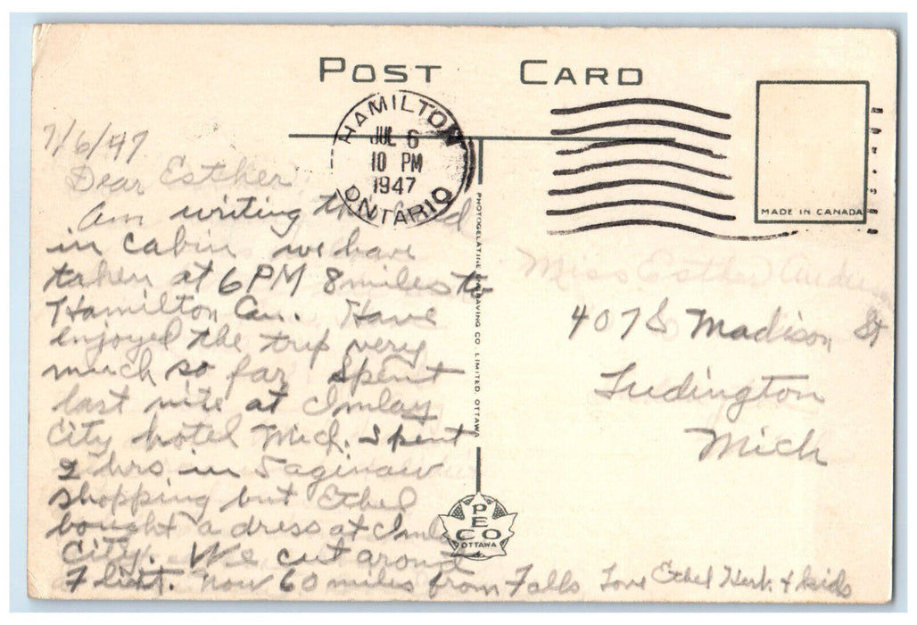 1947 SS Noronic Passing Under Blue Water Highway Bridge Sarnia Canada Postcard