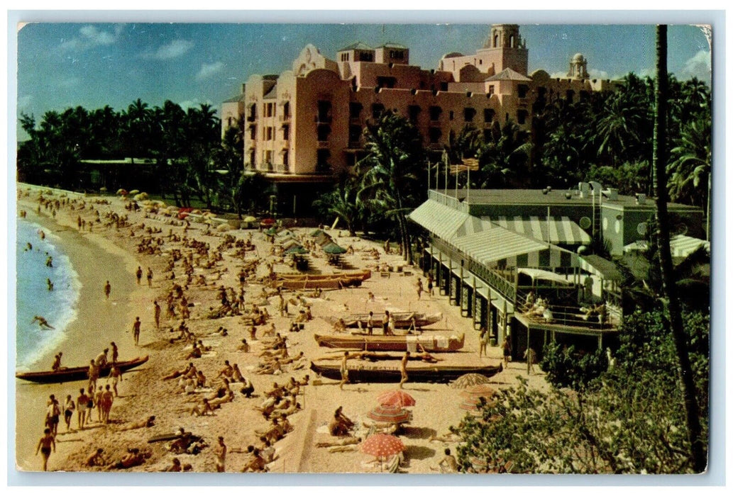 c1960 Surf Sand Lovers Sunshine Swimsuit Beach Waikiki Honolulu Hawaii Postcard