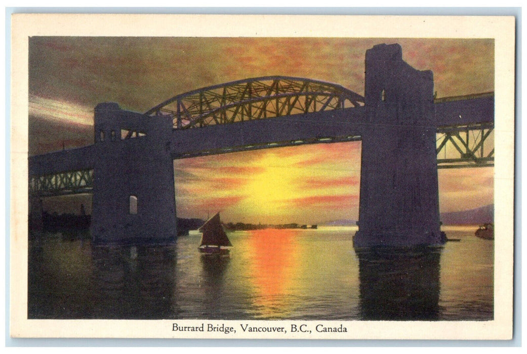 1948 Burrard Bridge Vancouver British Columbia Canada Vintage Postcard