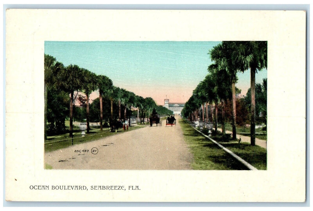 1910 Horse Carriage Ocean Boulevard Seabreeze Florida Unposted Souvenir Postcard