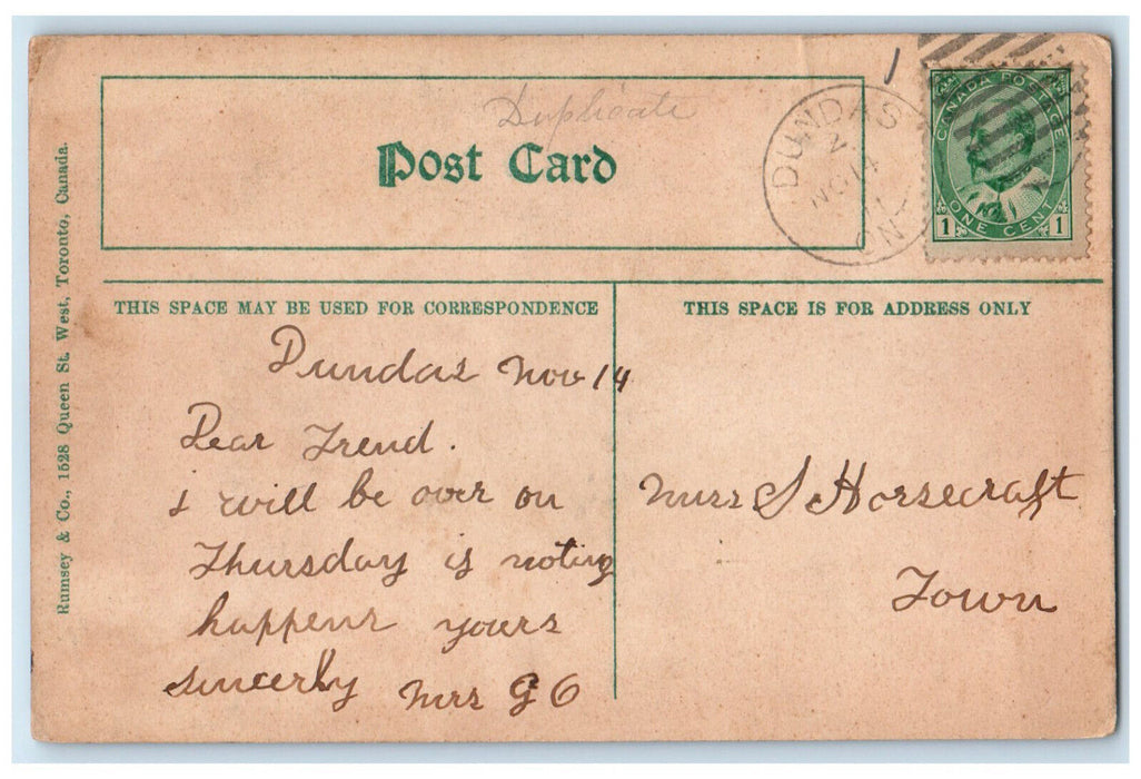 c1930's Hydro-Electric Station Dundas Ontario Canada Vintage Posted Postcard