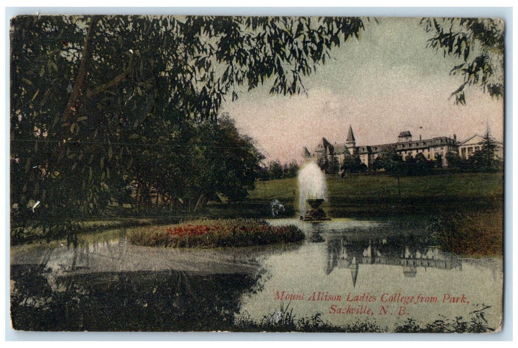 c1910 Fountain Mount Allison Ladies College Sackville NB Canada Postcard