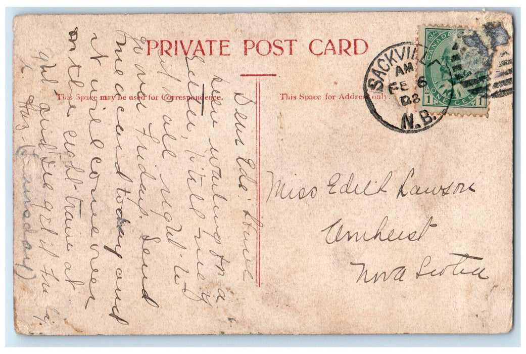 c1910 Fountain Mount Allison Ladies College Sackville NB Canada Postcard