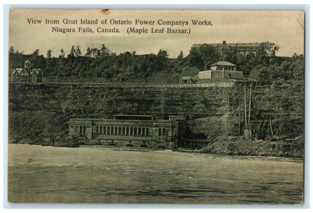 c1910 Goat Island of Ontario Power Companys Works Niagara Falls Canada Postcard