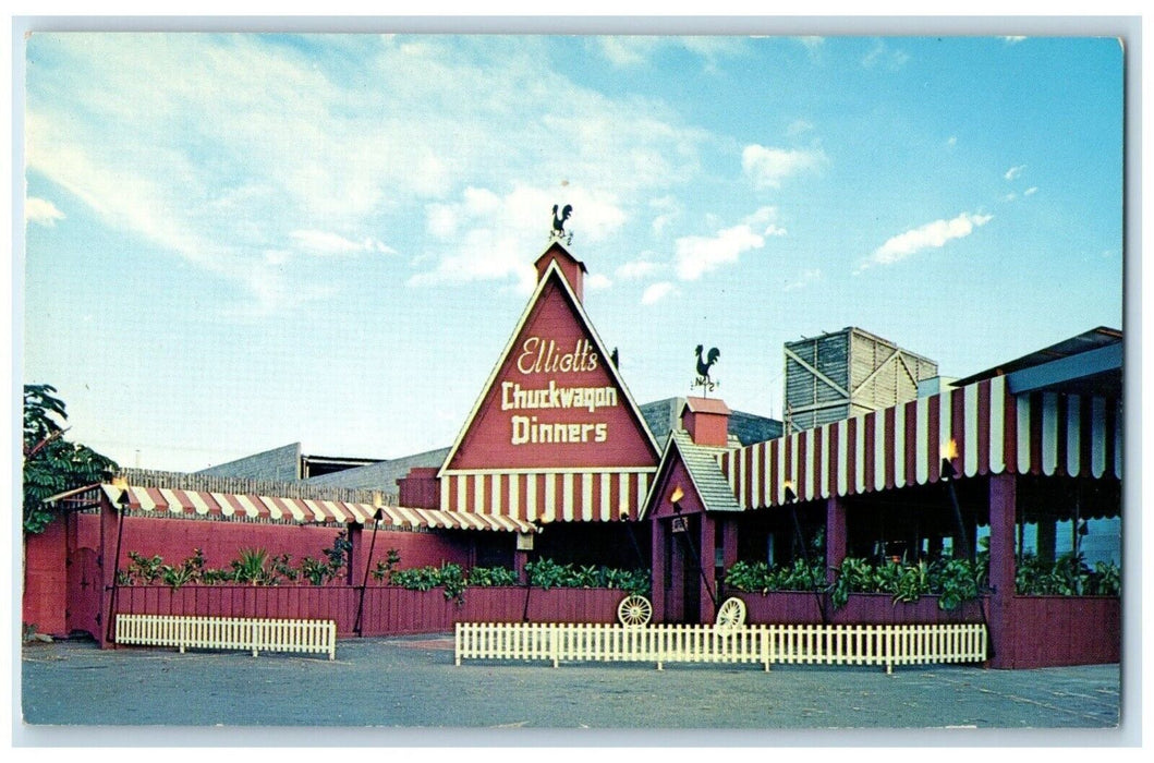 c1960 Elliotts Chuckwagon Cocktail Lounge Kapiolani Honolulu Hawaii HI Postcard