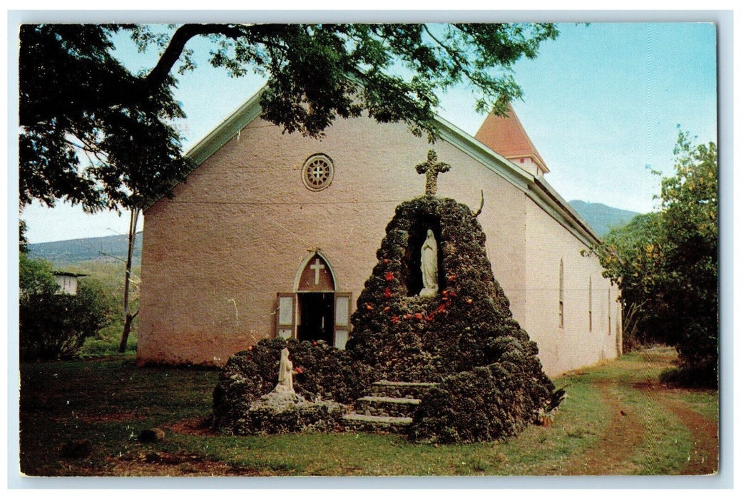 c1960 St. Michael's Church Kailua Chapel Statue Kona Hawaii HI Vintage Postcard