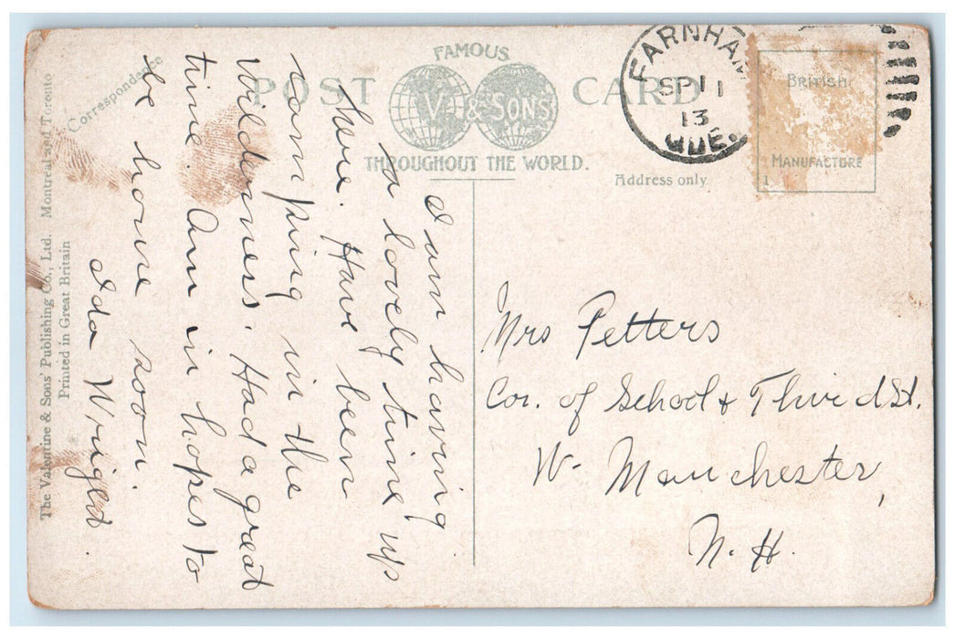 1913 View of Windsor Hotel Montreal Quebec Canada Posted Antique Postcard