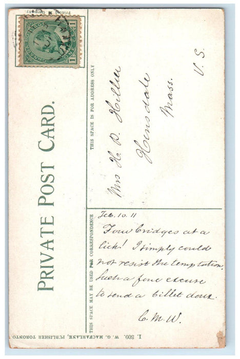 1911 High Level Bridges Hamilton Ontario Canada Posted Antique Postcard