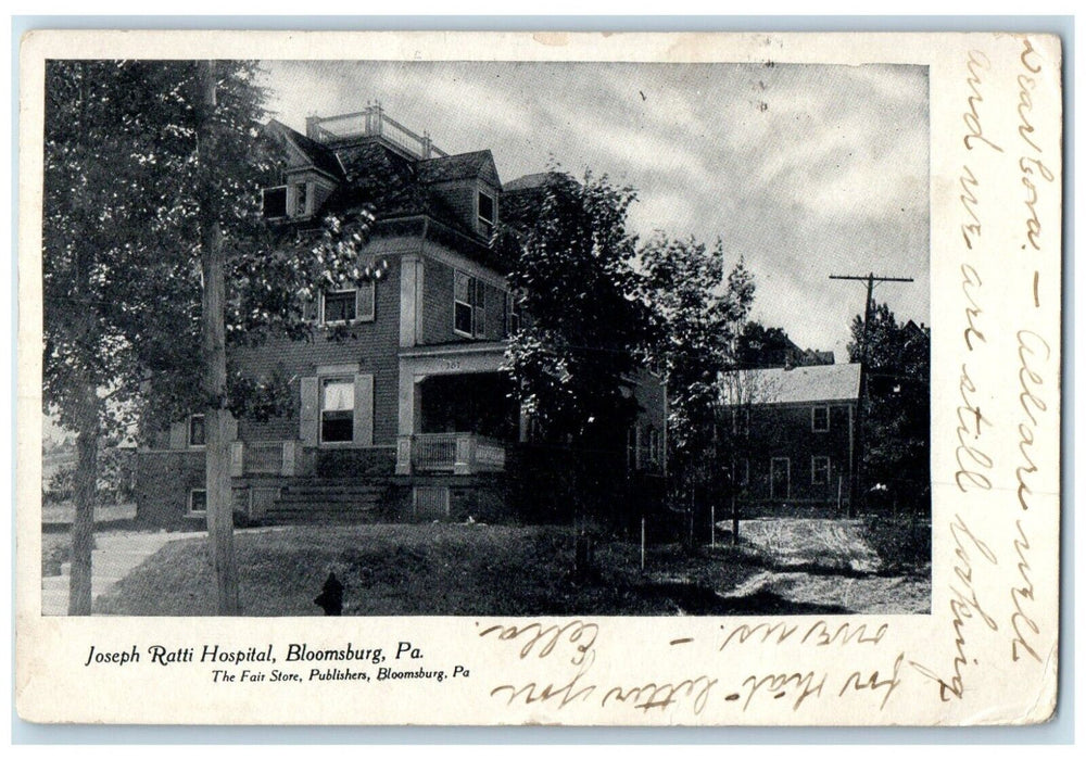 1907 Joseph Ratti Hospital Bloomsburg Orangeville Pennsylvania PA Postcard