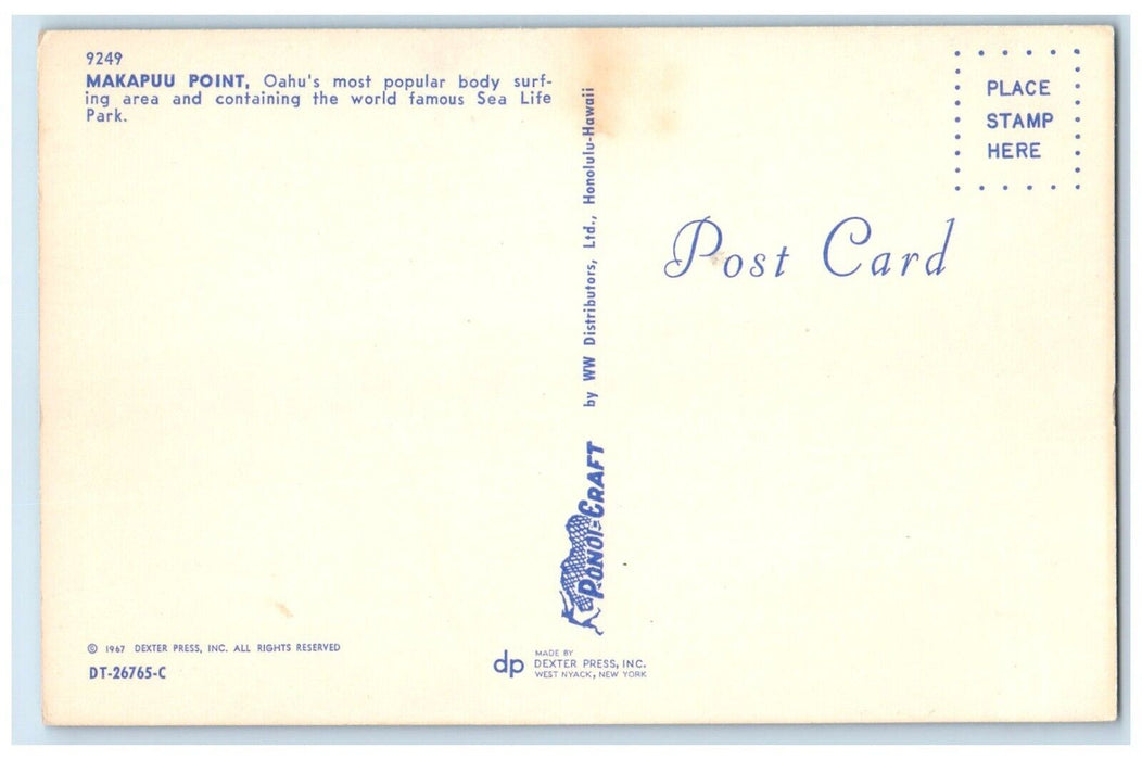 c1960 Makapuu Point Oahu Body Surfing Sea Like Park Honolulu Hawaii HI Postcard