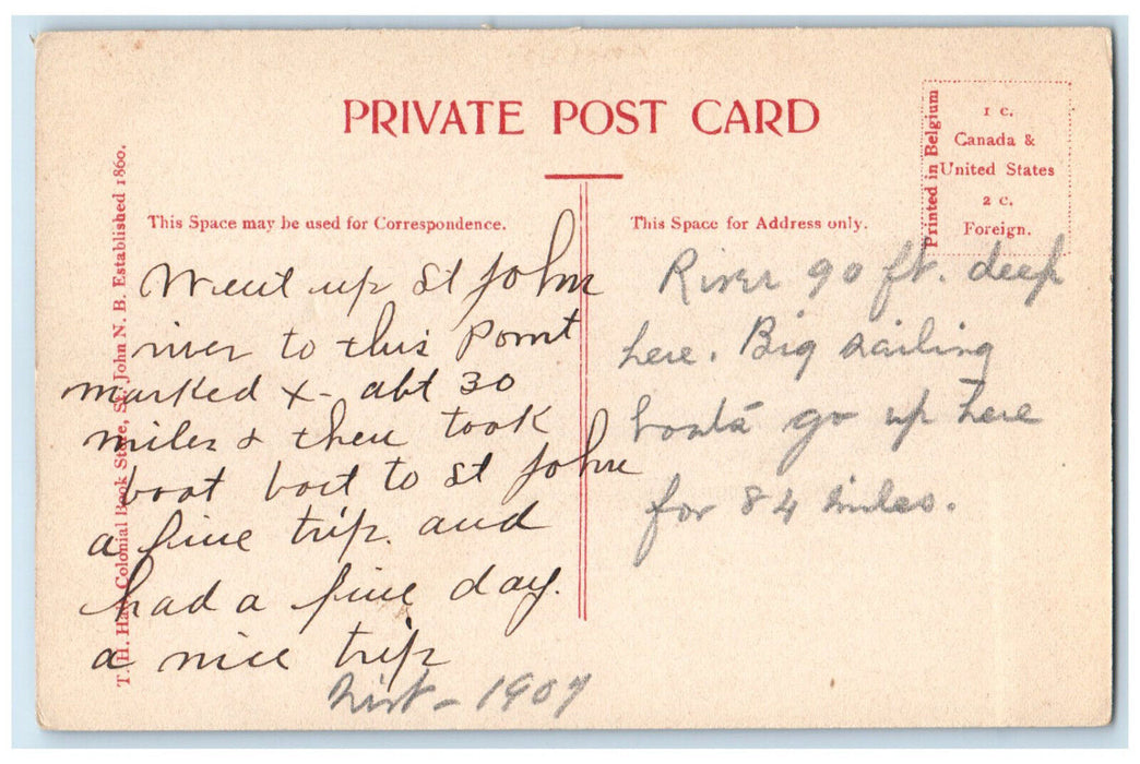 1907 General View Evandale St. John River New Brunswick Canada Antique Postcard