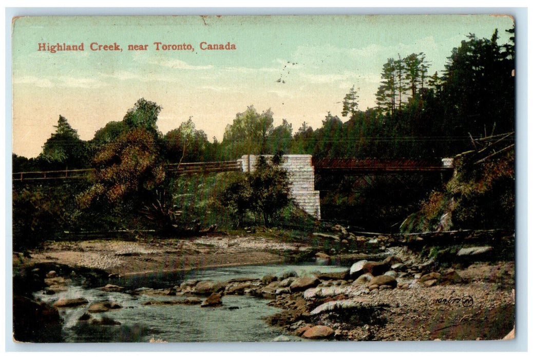 1911 View of Highland Creek Near Toronto Canada Antique Posted Postcard