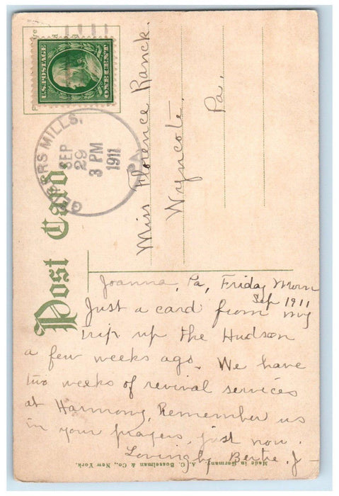 1911 View From West Point From Garrison New York NY, Boat Antique Postcard