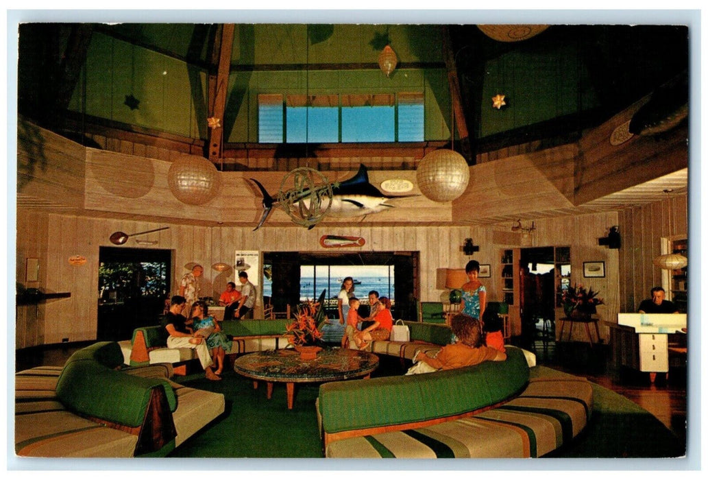 c1960 Lobby Kona Inn Interior Building Couch Kailua-Kona Island Hawaii Postcard