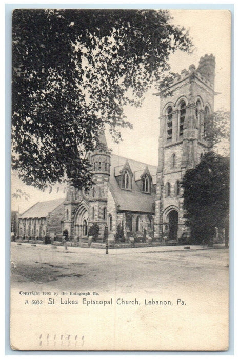 1907 St. Lukes Episcopal Church Scene Street Lebanon Pennsylvania PA Postcard