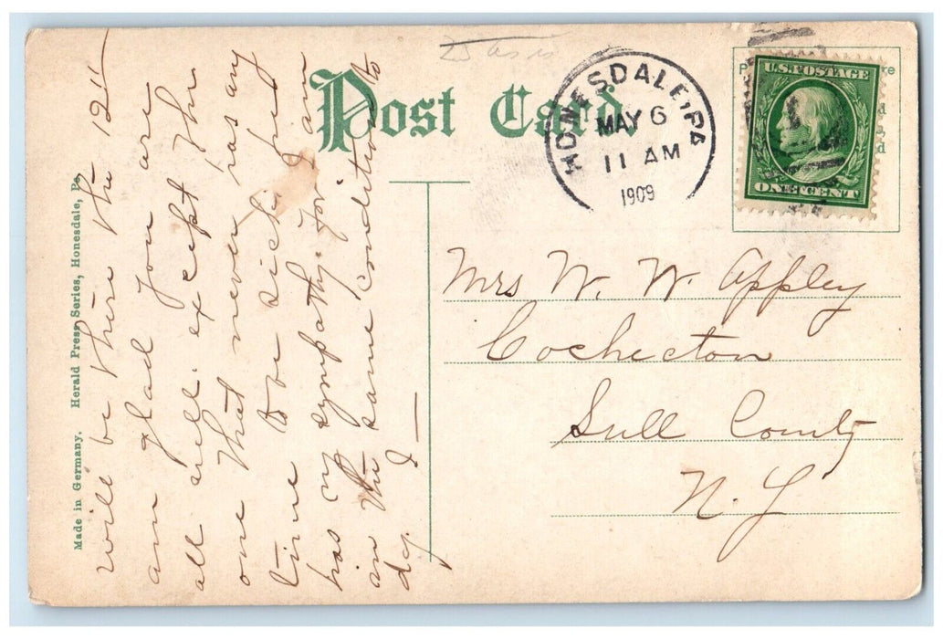 1909 Home Of Homer Green Author And Lawyer Honesdale Pennsylvania PA Postcard