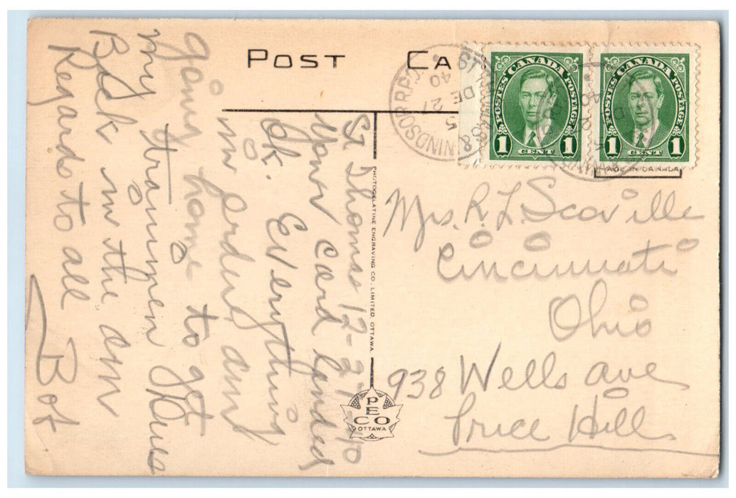 1940 Alma College Main Building St. Thomas Ontario Canada Vintage Postcard