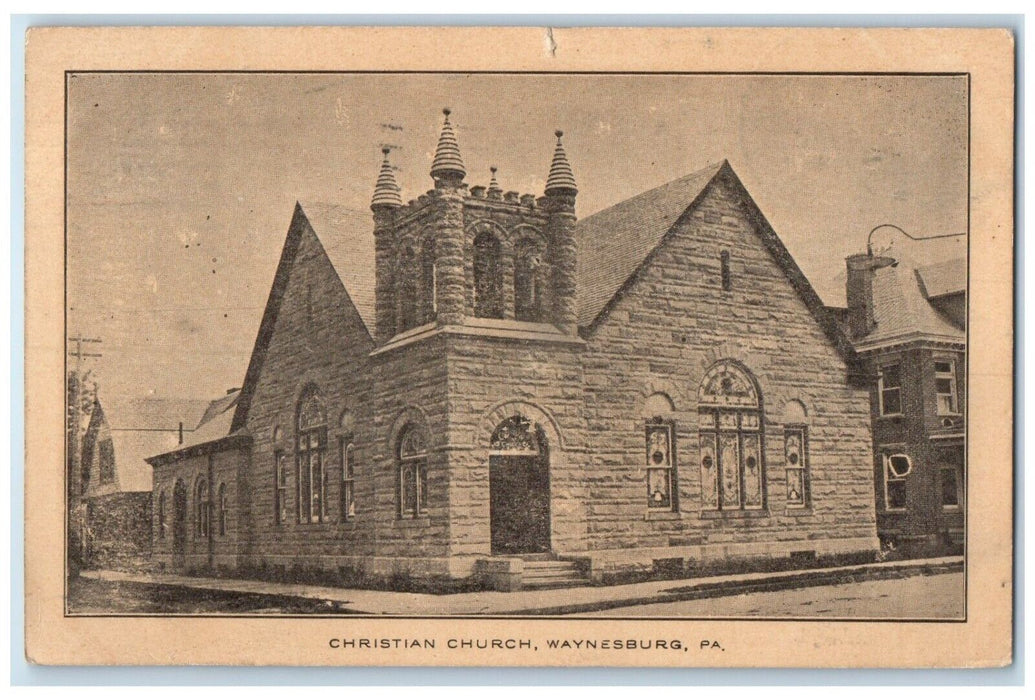 1907 Christian Church Scene Street Waynesboro Pennsylvania PA Antique Postcard