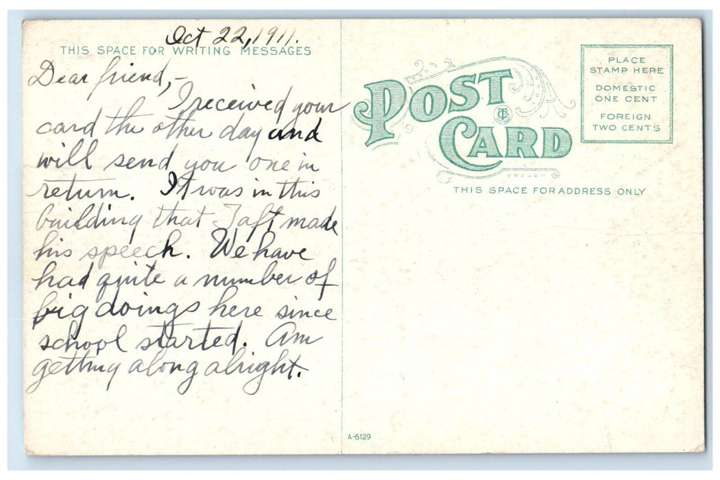 1911 Gymnasium Baker University Exterior Building Field Baldwin Kansas Postcard