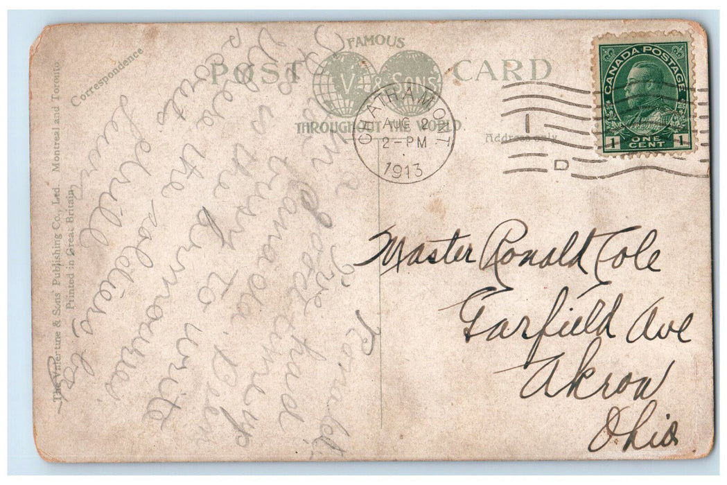 1913 View of Armouries Chatham Ontario Canada Antique Posted Postcard