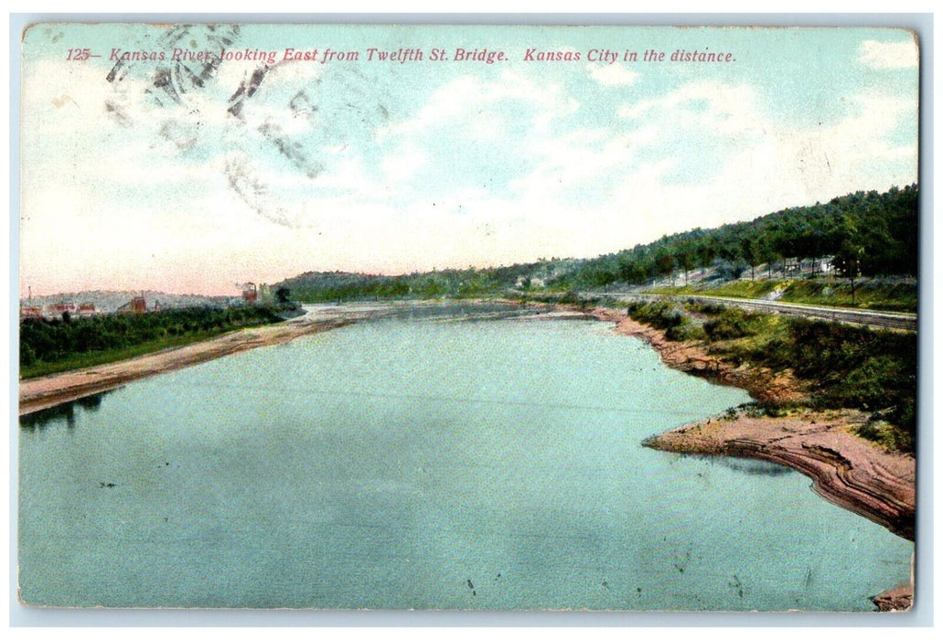 1910 Kansas River St. Bridge Kansas City Armourdale Station Kansas KS Postcard