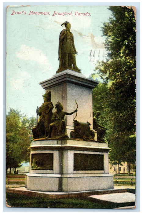1910 Brant's Monument Brantford Ontario Canada Posted Antique Postcard