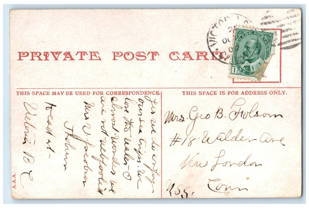 c1910 Residential View of Victoria British Columbia Canada Posted Postcard