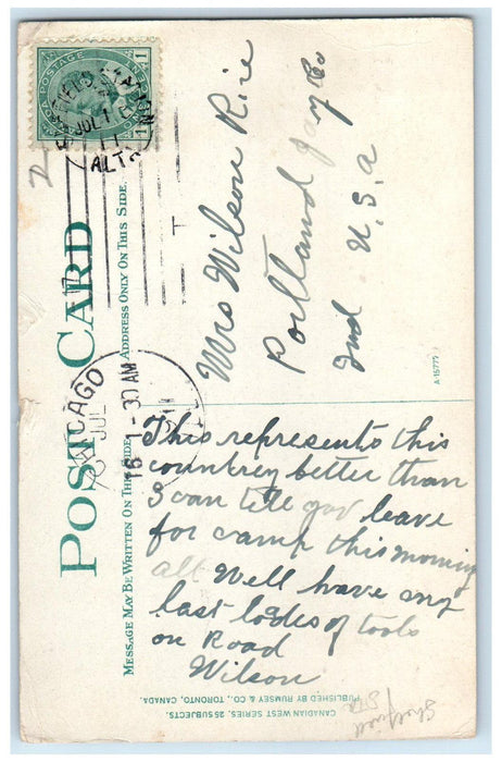 1911 View of Sunset on the Prairie Western Canada Antique Posted Postcard
