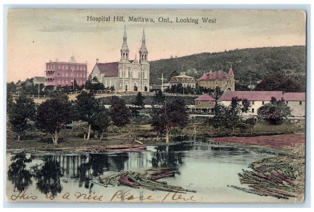 c1910 Hospital Hill Looking West Mattawa Ontario Canada Posted Postcard