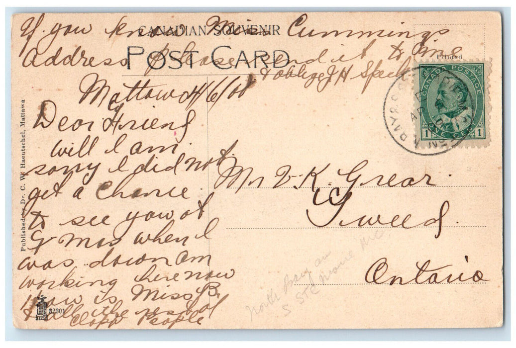c1910 Hospital Hill Looking West Mattawa Ontario Canada Posted Postcard