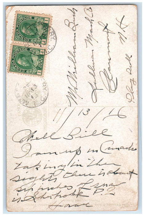 1916 St. Vincent De Paul Hospital Sherbrooke Quebec Canada Posted Postcard