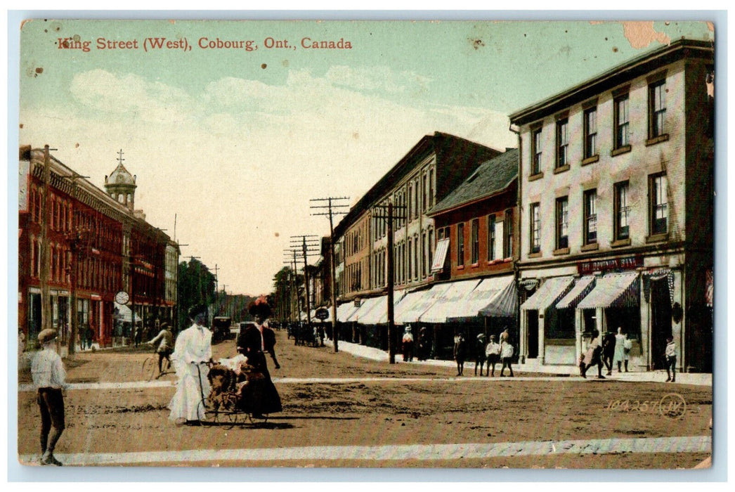 c1910 King Street (West) Cobourg Ontario Canada Antique Posted Postcard