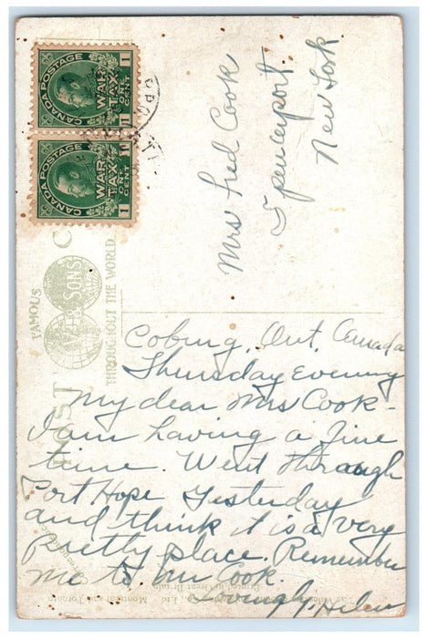 c1910 King Street (West) Cobourg Ontario Canada Antique Posted Postcard