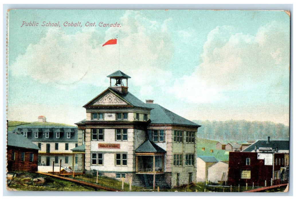 1910 View of Public School Cobalt Ontario Canada Antique Posted Postcard