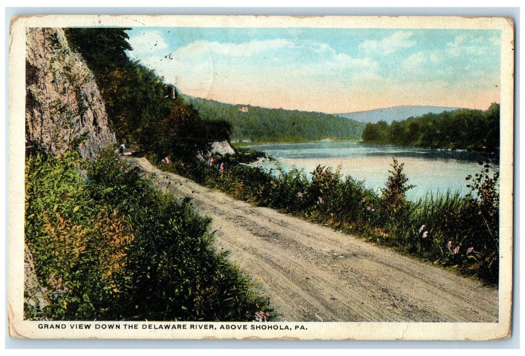 1921 Grand View Down The Delaware River Above Shohola Pennsylvania PA Postcard