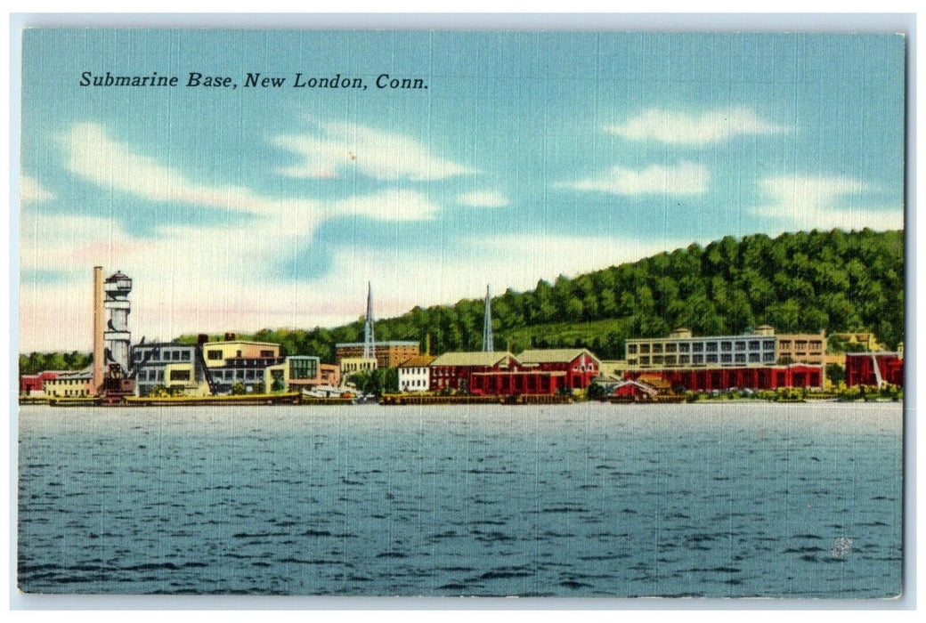 c1940 Submarine Base Thames River Training Tower New London Connecticut Postcard