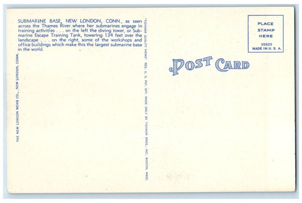 c1940 Submarine Base Thames River Training Tower New London Connecticut Postcard