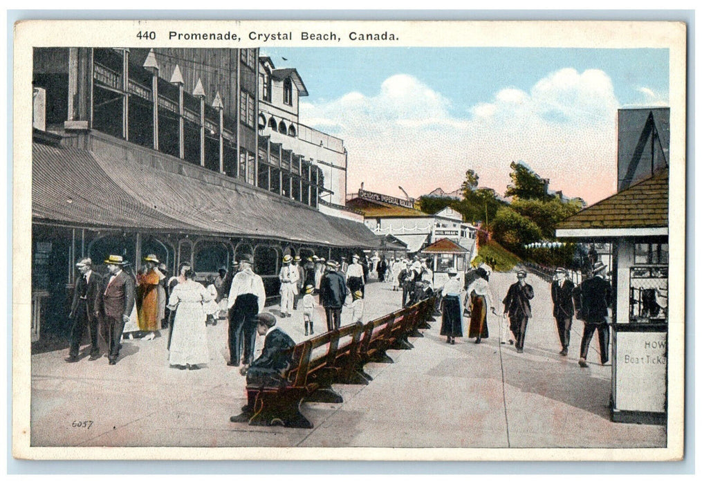 c1920's Chair Crowd Promenade Crystal Beach Canada Unposted Antique Postcard