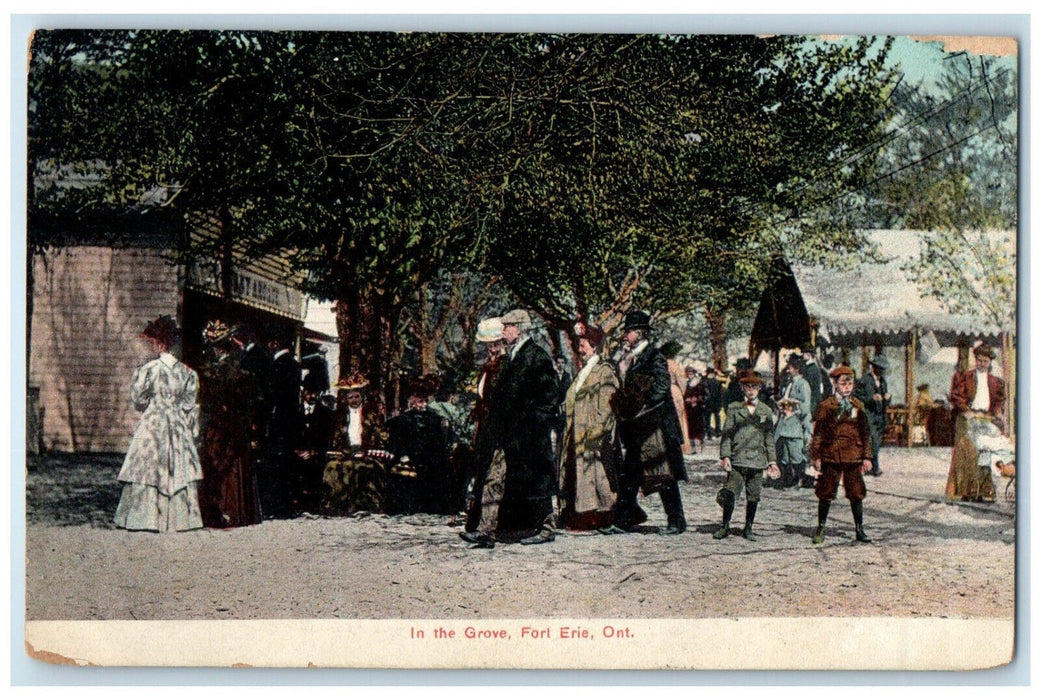 1908 Crowd In The Grove Fort Erie Ontario Canada Unposted Antique Postcard