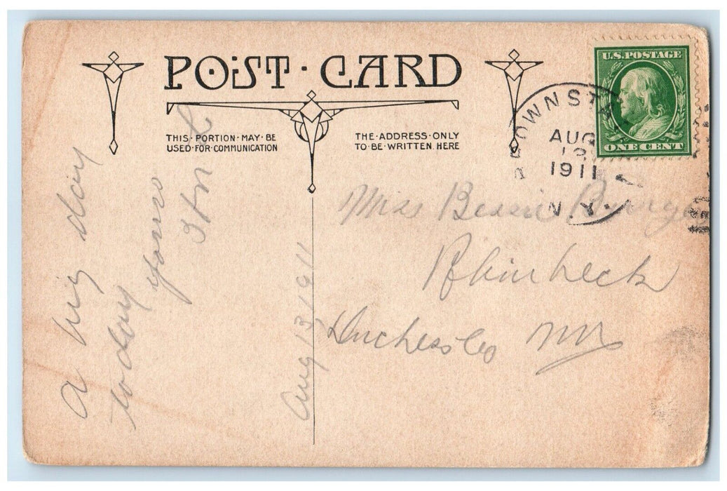 1911 Towers Railroad Yard Main Dam Water Supply Browns Station New York Postcard