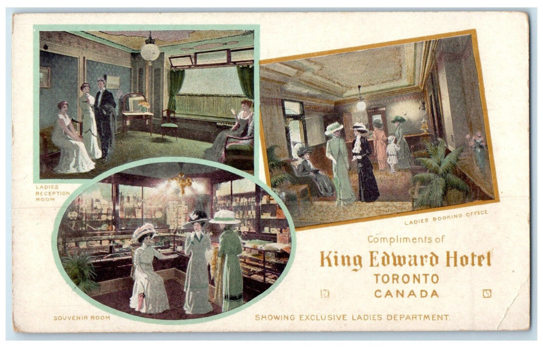c1910 Souvenir Room King Edward Hotel Toronto Ontario Canada Multiview Postcard