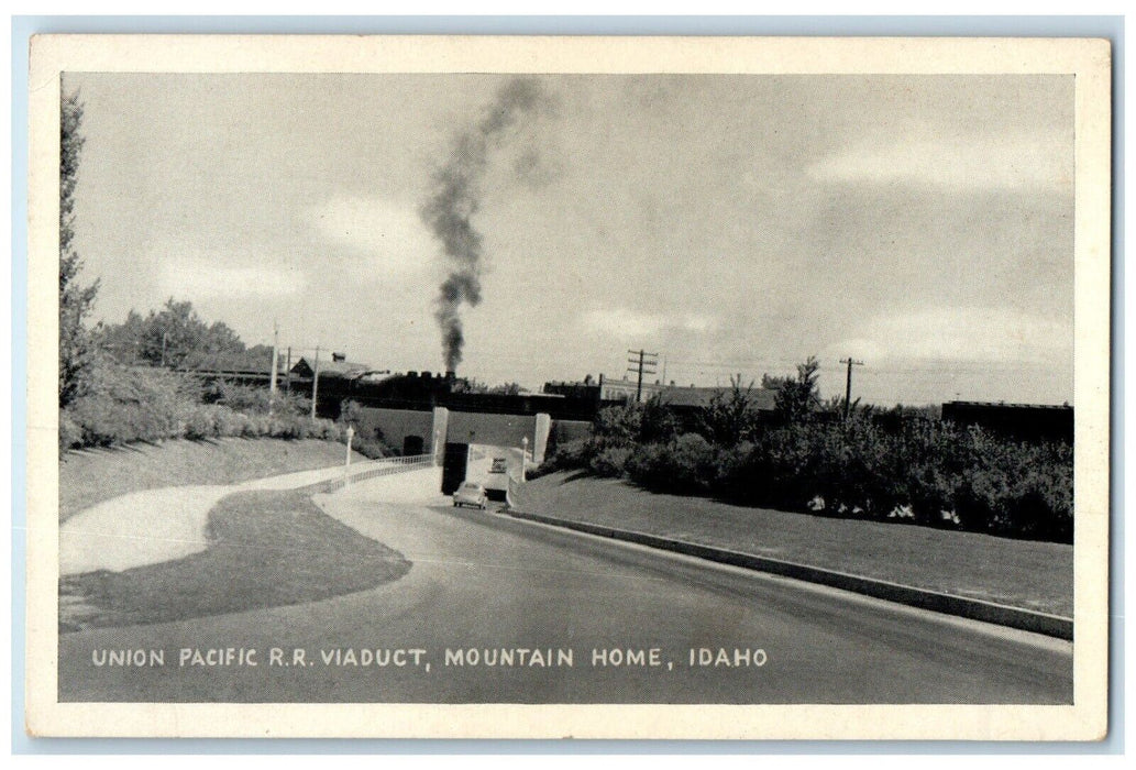 c1940 Union Pacific Railroad Viaduct Locomotive Mountain Home Idaho ID Postcard