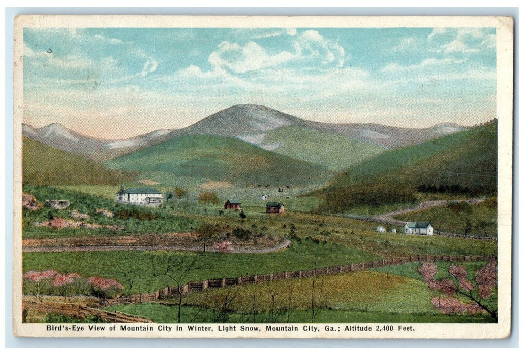 1918 Birds Eye View Mountain City Winter Snow Mountain City Georgia GA Postcard