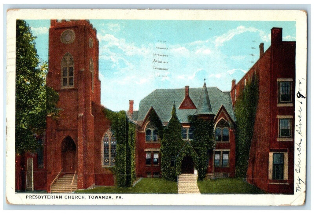 1941 Presbyterian Church Scene Street Towanda Pennsylvania PA Vintage Postcard