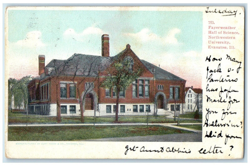 1906 Fayerweather Hall Of Science Northwestern University Evanston IL Postcard