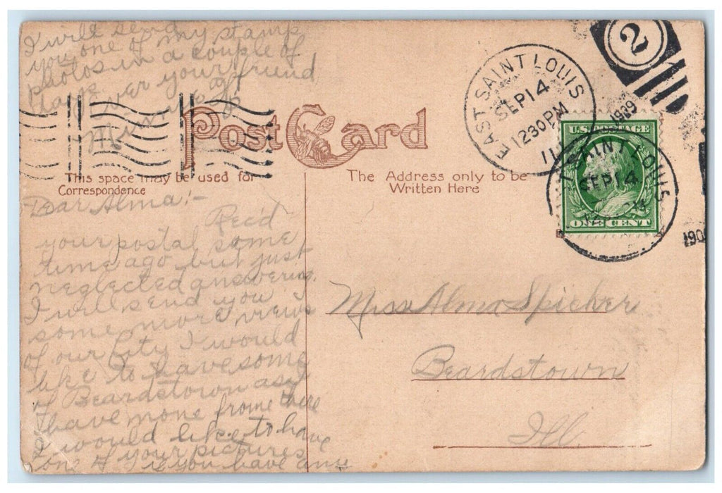 1909 Webster Public School East Building St. Louis Illinois IL Antique Postcard