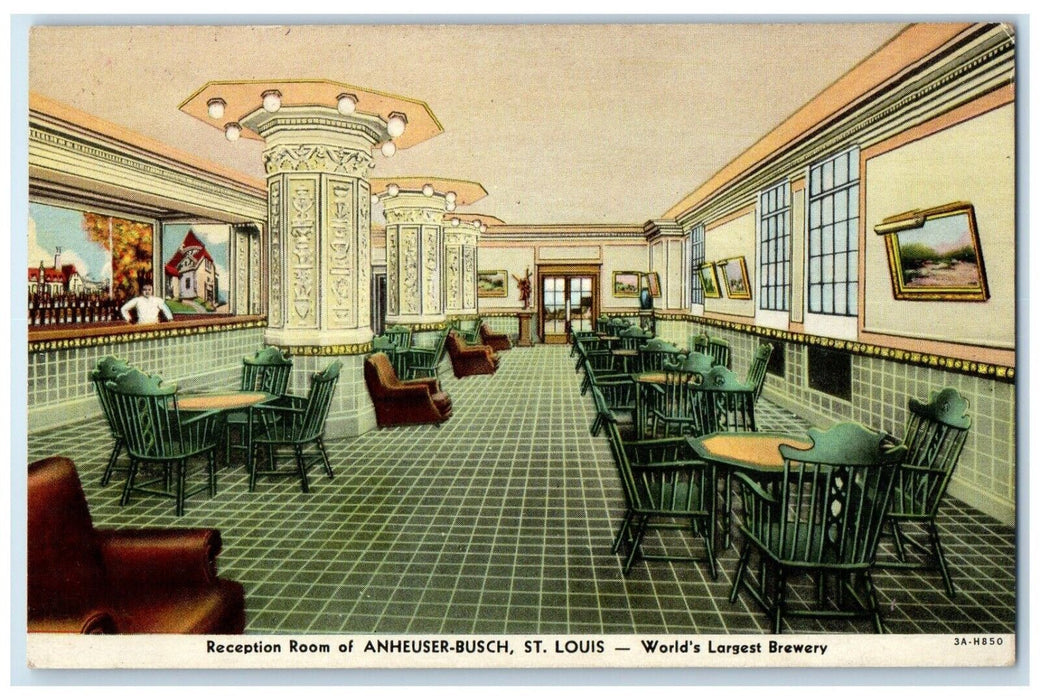 c1930's Reception Room Of Anheuser Busch St. Louis Missouri MO Vintage Postcard