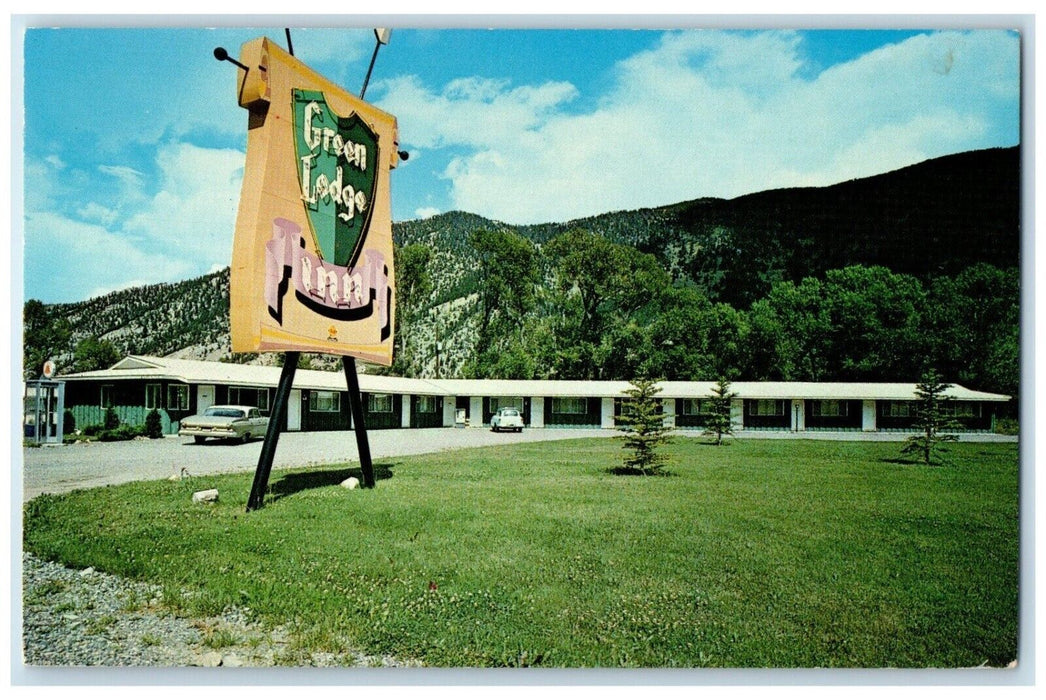 c1950's Green Lodge Inn Motel Cars Livingston Montana MT Vintage Postcard