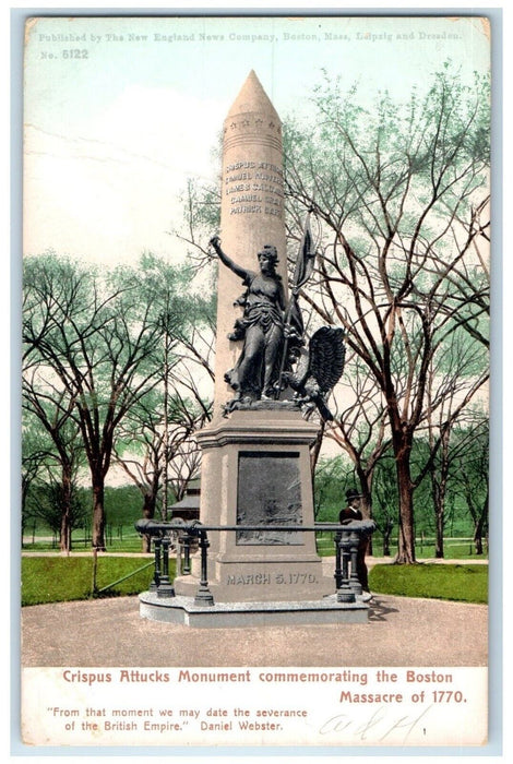 1906 Crispus Attucks Monument Commemorating Boston Massachusetts Posted Postcard